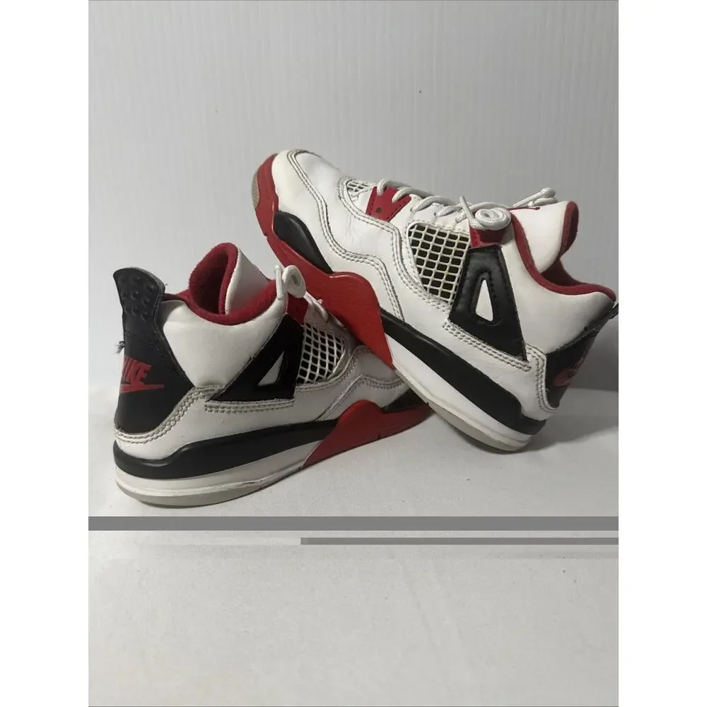 Nike Air Jordan 4 Retro OG Fire Red PS Size 12C White Black BQ7669-160 Kids